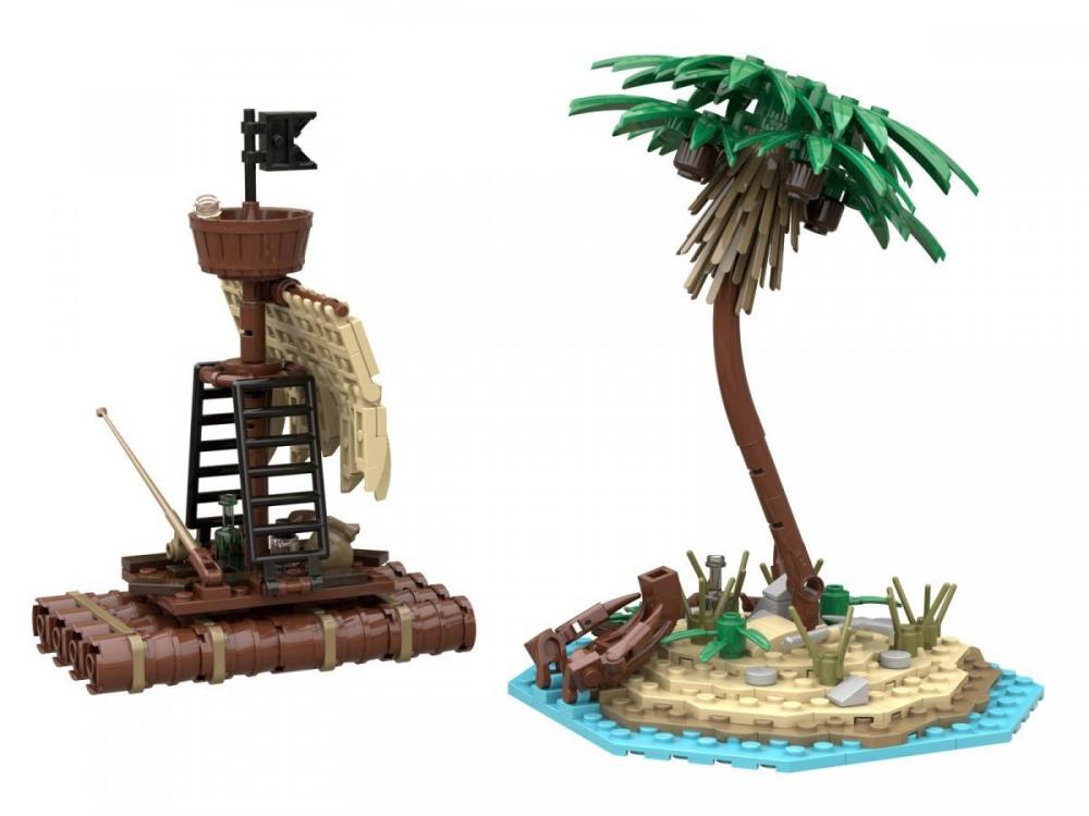 Bluebrixx Pirates Island: Island with Raft #105129