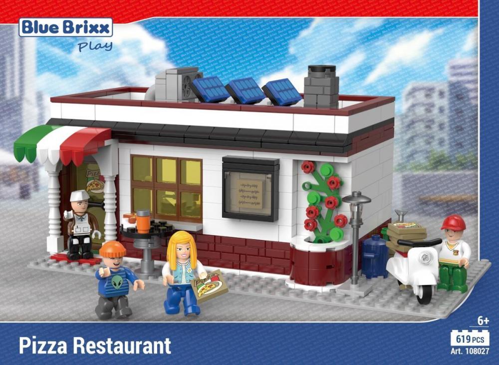 Bluebrixx Pizza Restaurant and Delivery Scooter Set 108027