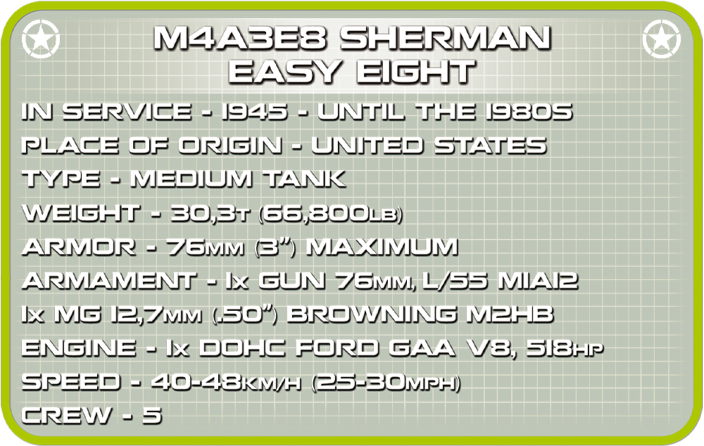 COBI M4A3E8 Sherman Easy Eight #2533