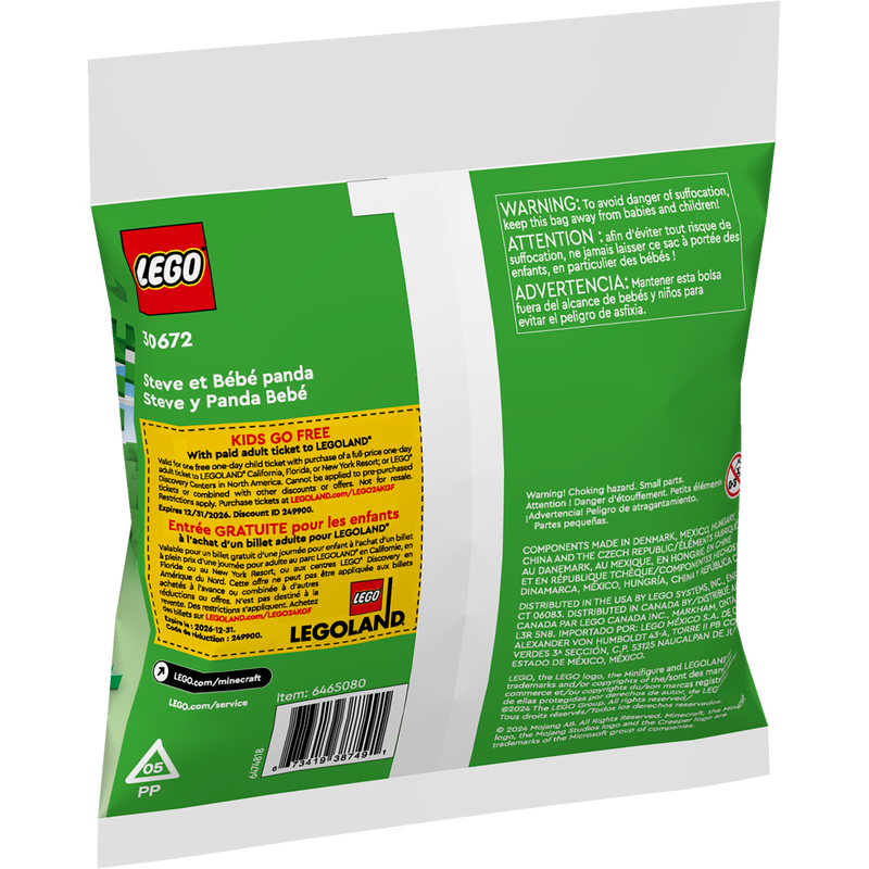 LEGO Minecraft Steve and Baby Panda & Kiki's Coconut Attack Set 30672