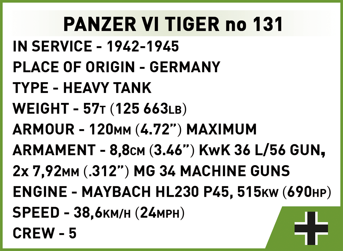 COBI Panzer VI Tiger I no 131 Set 3123