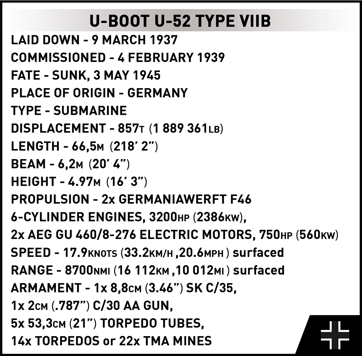 COBI U-Boot U-52 (Type VIIB) Set 4852