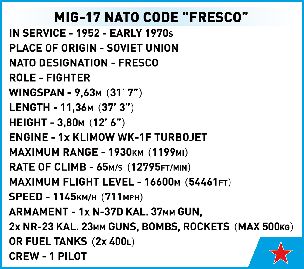 COBI MiG-17 NATO Code "Fresco" #5823