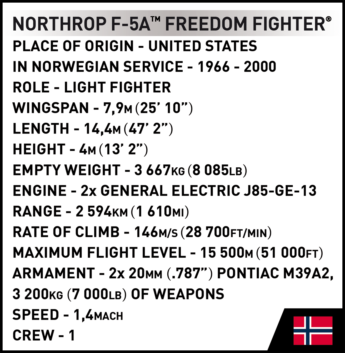 COBI Northrop F-5A Freedom Fighter Set 5858