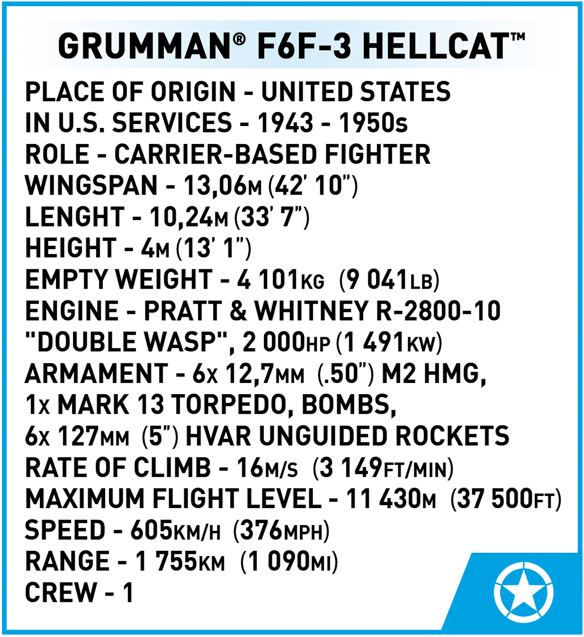 COBI Grumman F6F Hellcat Set 5883