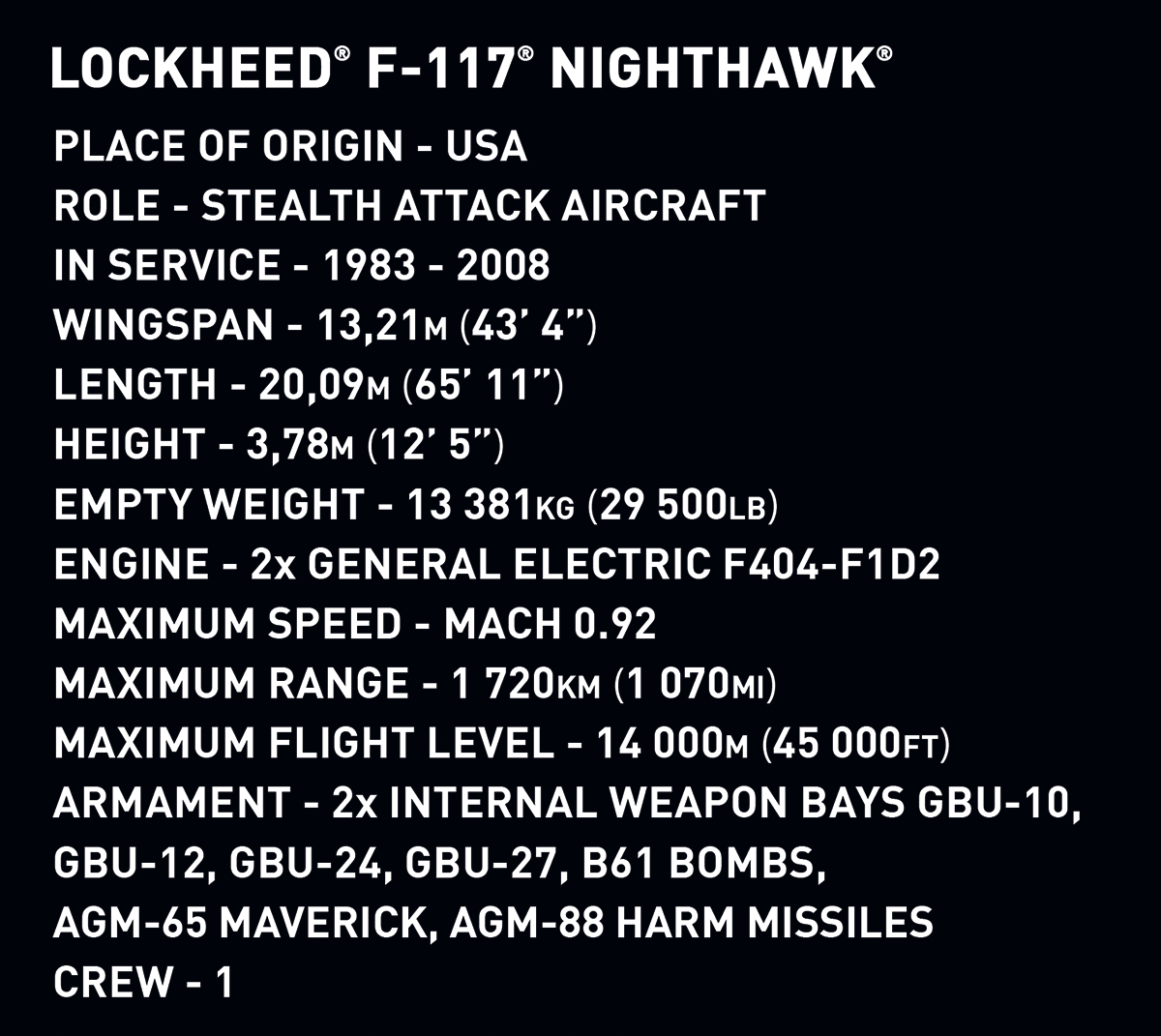 COBI Lockheed F-117 Nighthawk - Limited Edition Set 5902