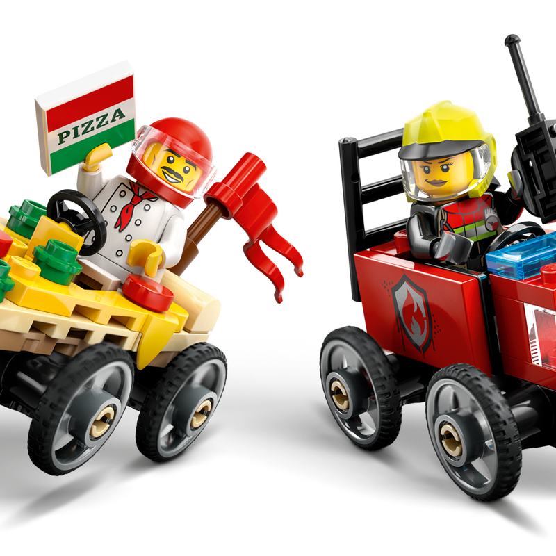 LEGO City Pizza vs. Fire Truck Race Car Pack Set 60458