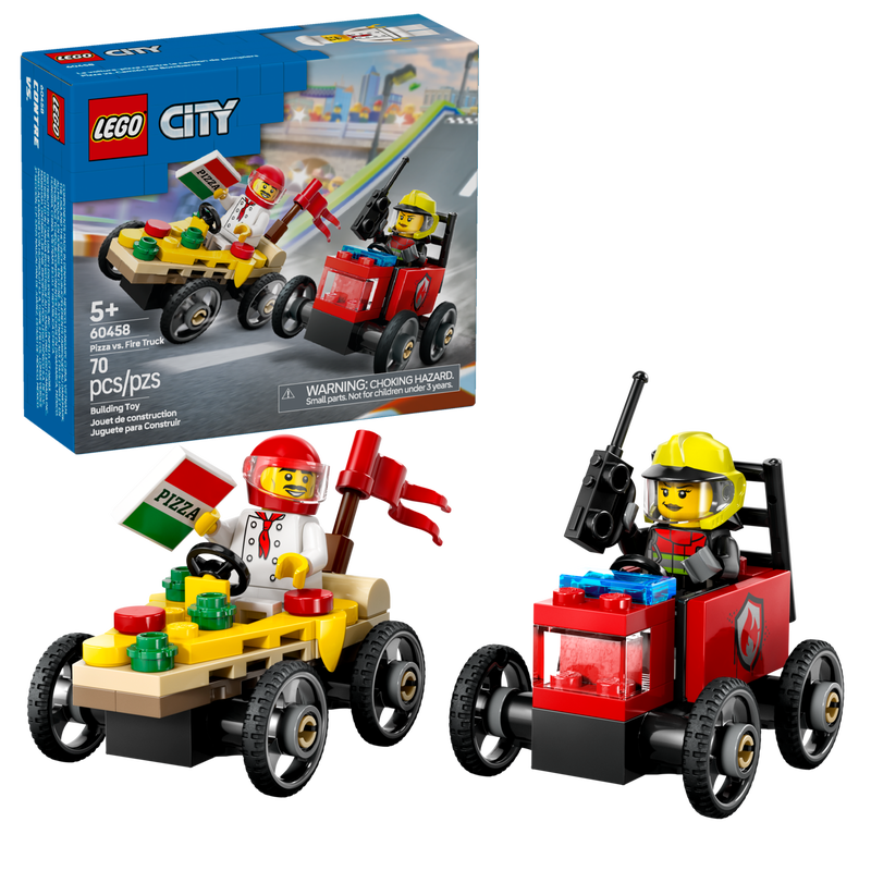 LEGO City Pizza vs. Fire Truck Race Car Pack Set 60458
