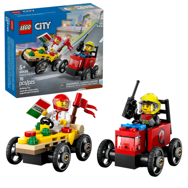 LEGO City Pizza vs. Fire Truck Race Car Pack Set 60458