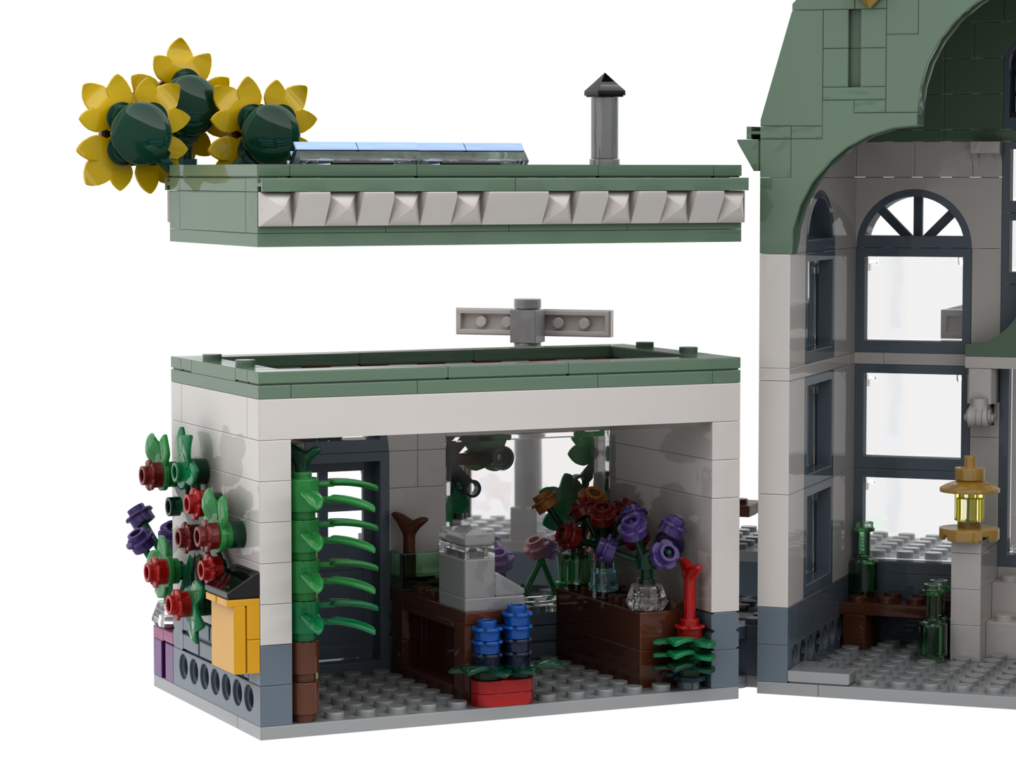 myBrickZ Large Trainstation with flower shop #0001