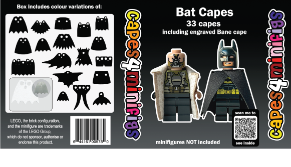 Batman Capes Pack – 30+ Custom Capes for LEGO® Minifigures (Includes Engraved Bane Cape)