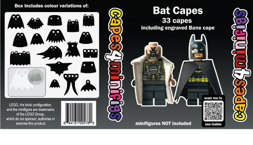 Batman Capes Pack – 30+ Custom Capes for LEGO® Minifigures (Includes Engraved Bane Cape)