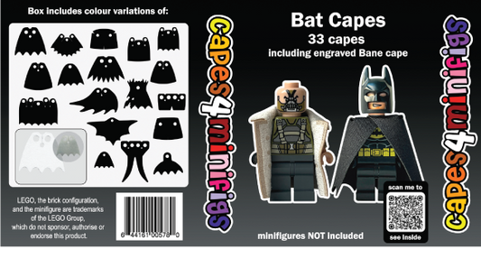 Batman Capes Pack – 30+ Custom Capes for LEGO® Minifigures (Includes Engraved Bane Cape)
