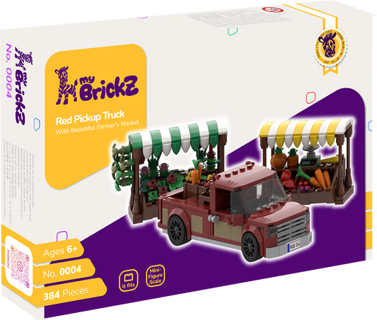 myBrickZ Red pickup with market stand #0004