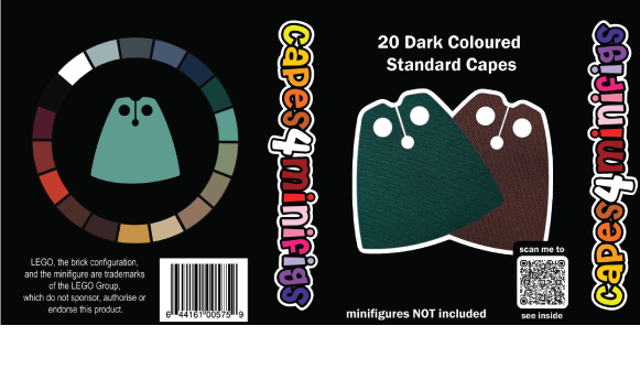 20 Dark Colored Standard Capes – Custom Capes for LEGO® Minifigures