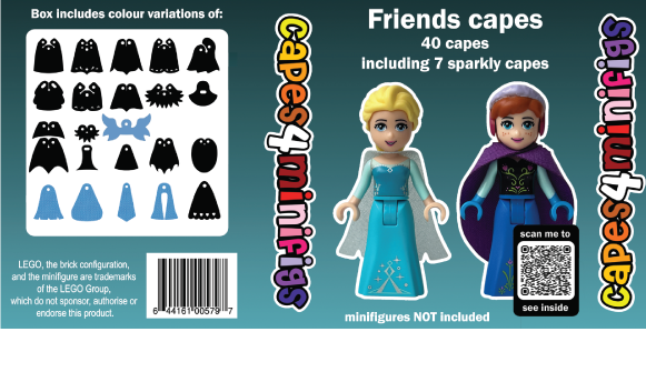 Friends Capes Pack – 40 Custom Capes for LEGO® Friends & Mini-Doll Figures (Includes 7 Sparkly Capes)