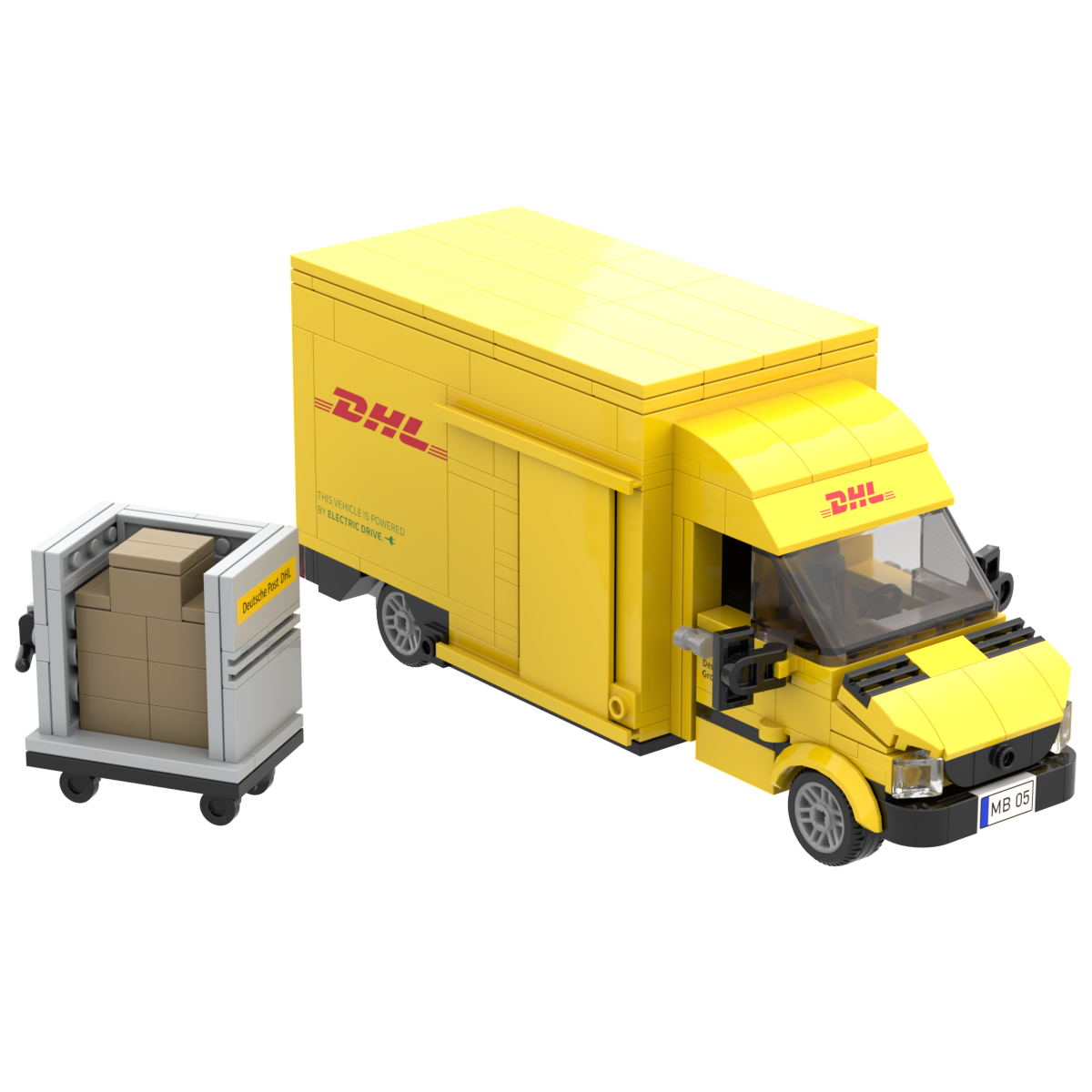 myBrickZ DHL Deutsche Post truck with rolling container #0005