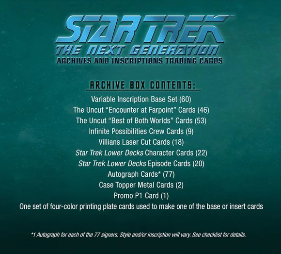Rittenhouse Star Trek: TNG Archives and Inscriptions Trading Cards