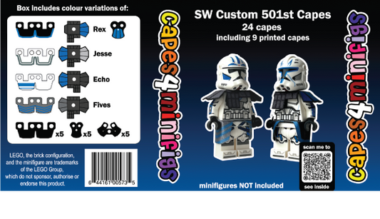 501st Clone Trooper Custom Cape Pack – 24 Cape Set (Fits LEGO® Minifigures)