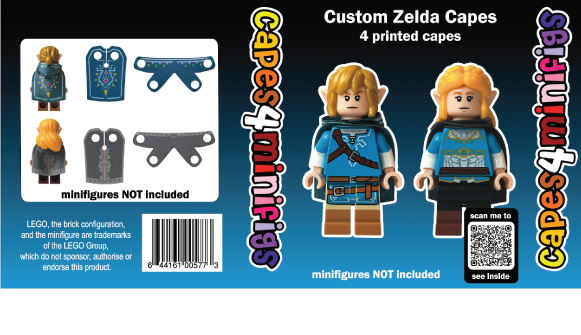 Zelda Capes Pack – 4 Printed Capes for LEGO® Minifigures (Link & Zelda)