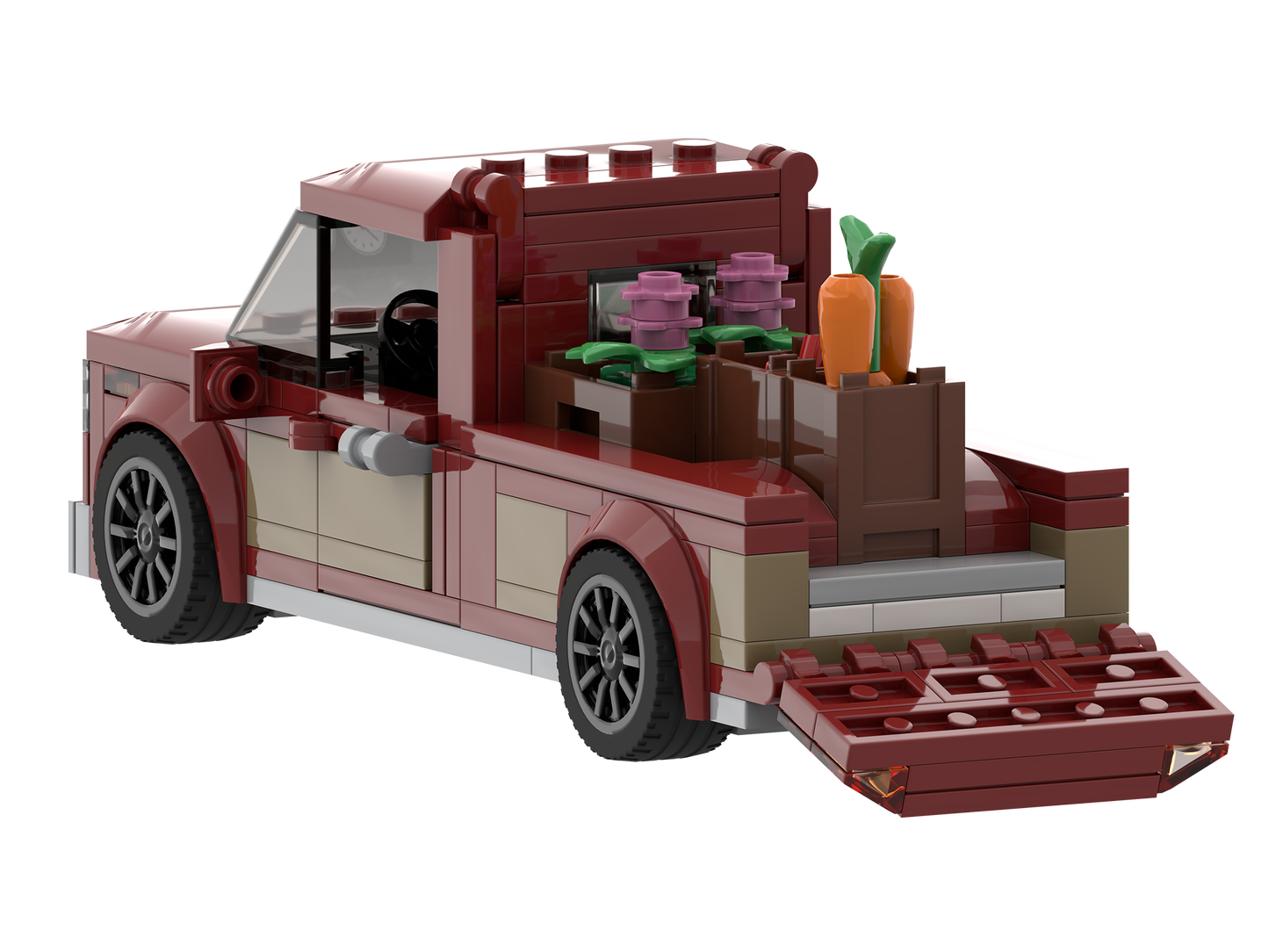 myBrickZ Red pickup with market stand #0004