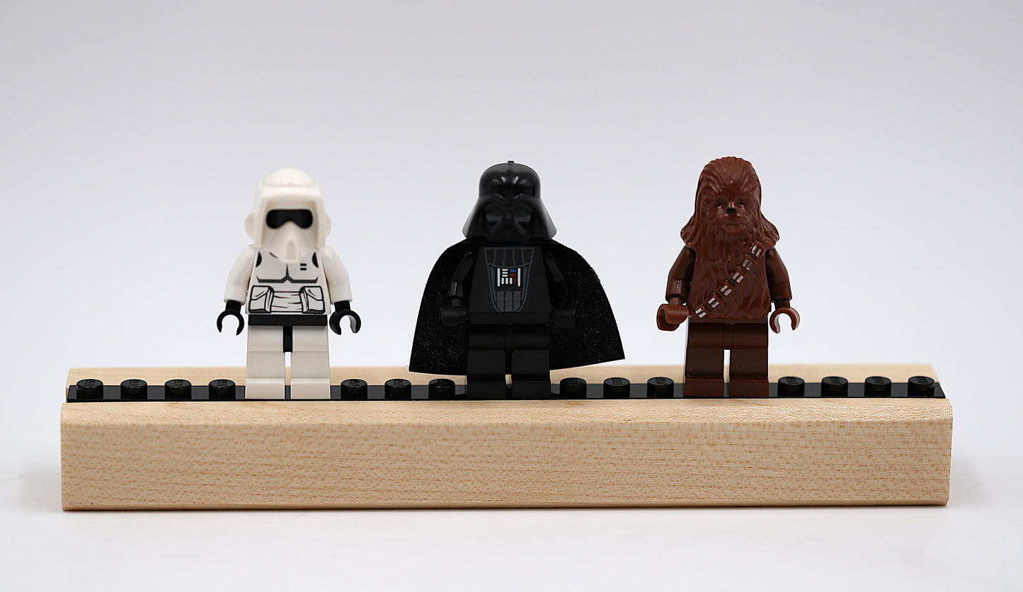 Handcrafted Magnetic Minifigure Display Shelf – Hardwood, Fits 5 Minifigs