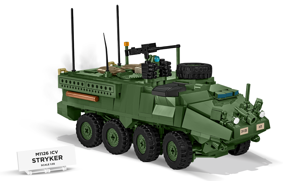 COBI Stryker M1126 ICV Set 2635 model, buildable with US Army or Ukrainian markings