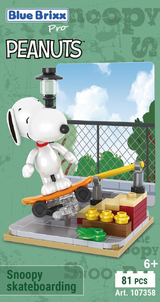 Bluebrixx Snoopy skateboarding Set 107358