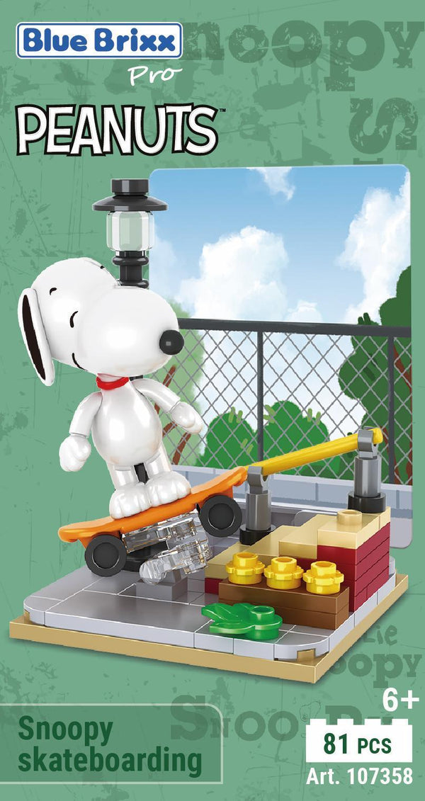 Bluebrixx Snoopy skateboarding Set 107358