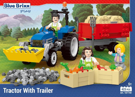 Bluebrixx Farm - Tractor with Trailer Set 107740