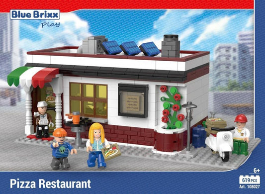 Bluebrixx Pizza Restaurant and Delivery Scooter Set 108027