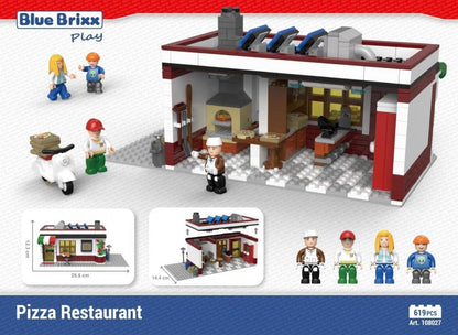 Bluebrixx Pizza Restaurant and Delivery Scooter Set 108027
