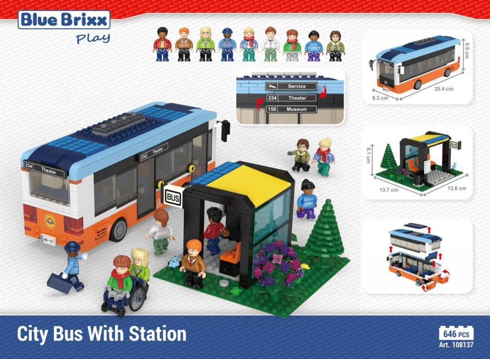 Bluebrixx City Bus with Station Set 108137