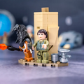 Abydos scene with a minifigure by a sandstone wall, from the BlueBrixx Stargate 1994 Advent Calendar