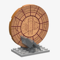 Brick-built Stargate cover stone on a stand, mini build from the BlueBrixx Stargate 1994 Advent Calendar
