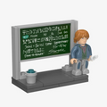 Daniel Jackson minifigure lecturing at a chalkboard, from the BlueBrixx Stargate 1994 Advent Calendar