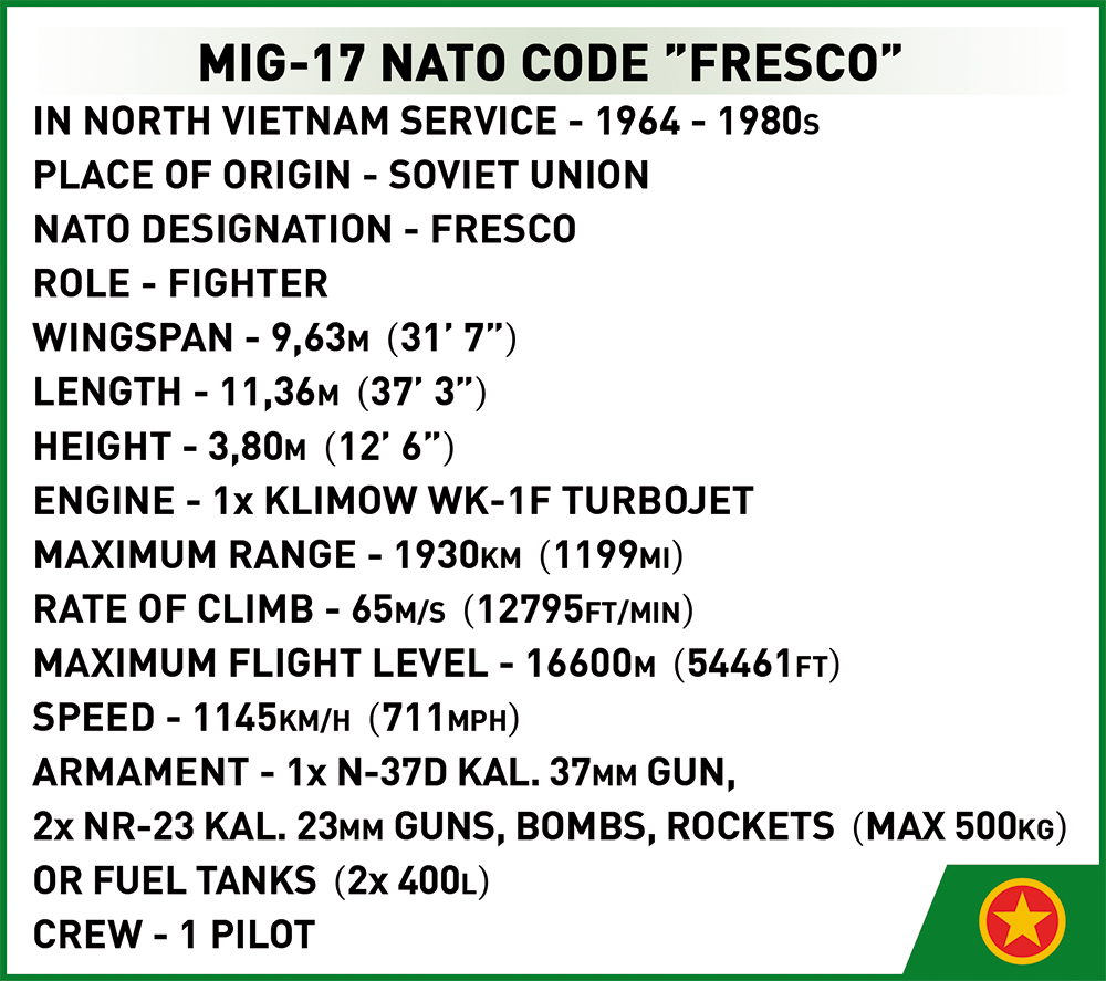 COBI MiG-17 NATO Code "Fresco" #2424