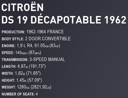 COBI Citroen DS 19 Décapotable 1962 - Executive Edition #24346