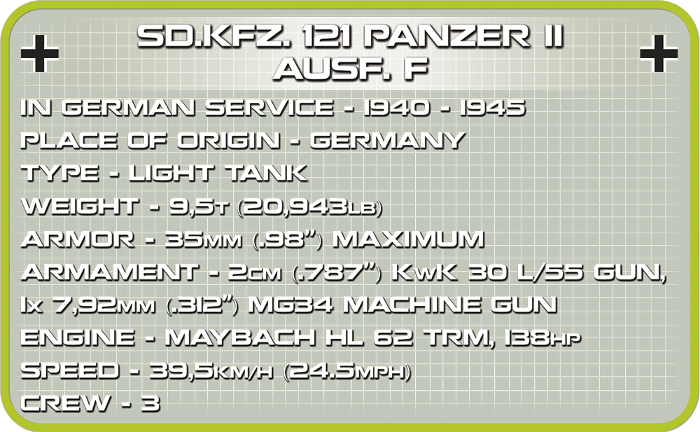 COBI Sd.Kfz.121 Panzer II Ausf. F #2527