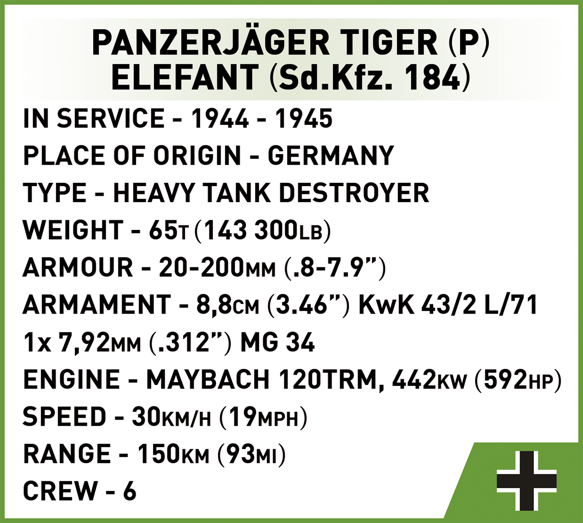 COBI Panzerjäger Tiger (P) Elefant #2582