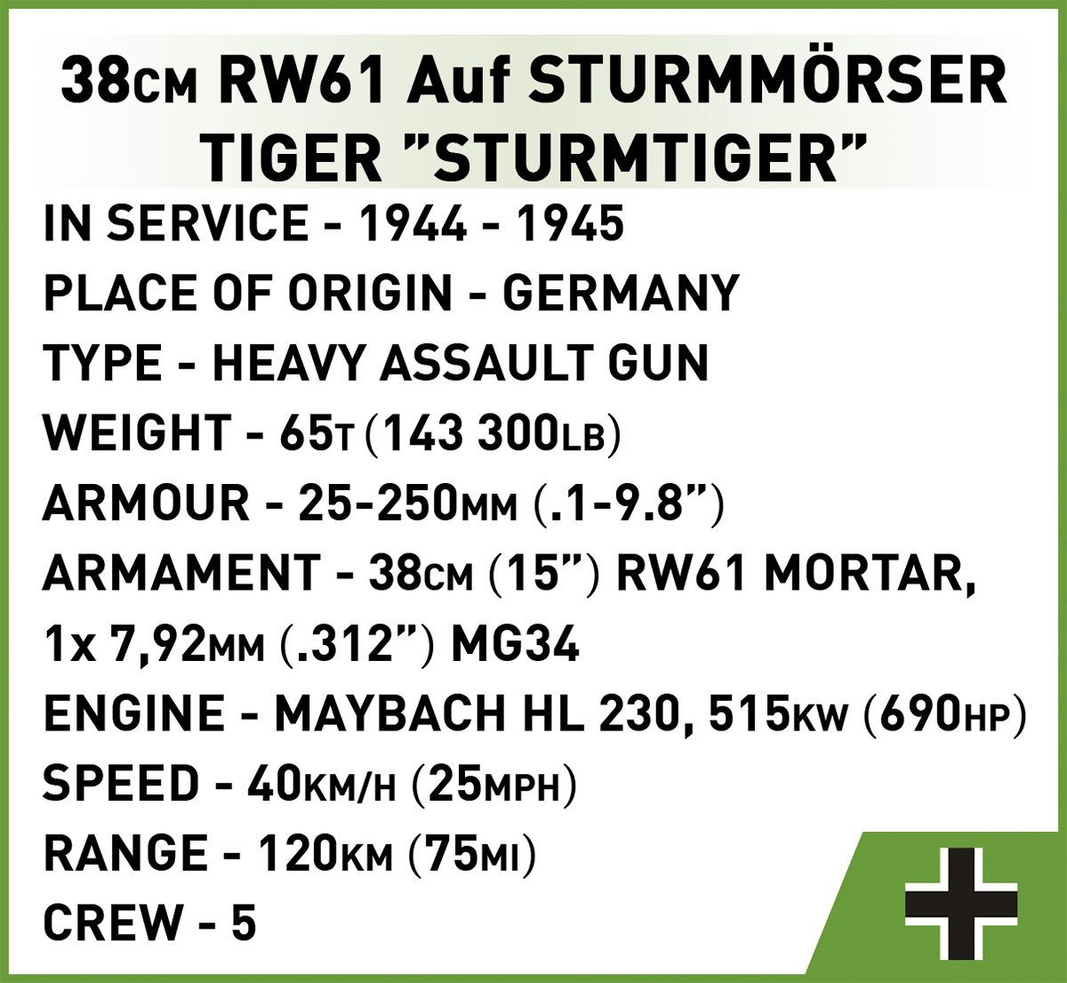 COBI 38 cm Sturmmörser Sturmtiger #2585