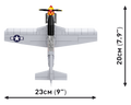 Top view of the COBI P-51D Mustang model: 23 cm (9 in) wingspan, 20 cm (7.9 in) long