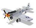 Built COBI Flying Bulls P-51D Mustang 1:48 model in a display scene, rear view