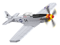 Built COBI Flying Bulls P-51D Mustang 1:48 model in a display scene, front view