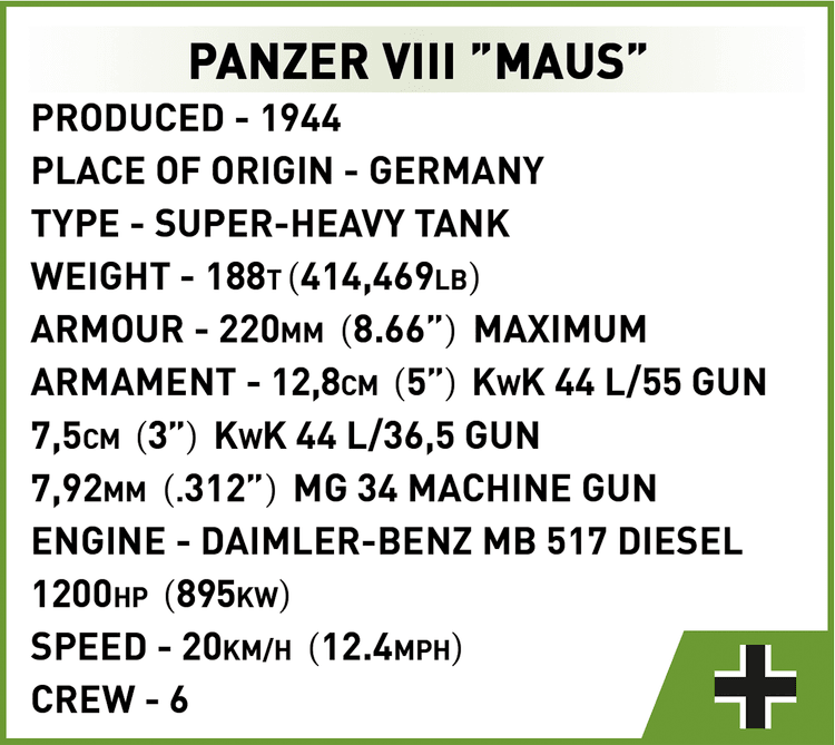 COBI Panzerkampfwagen VIII Maus - Limited Edition Set 3137