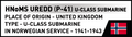 COBI HNoMS Uredd (P-41) U-class submarine Set 4861