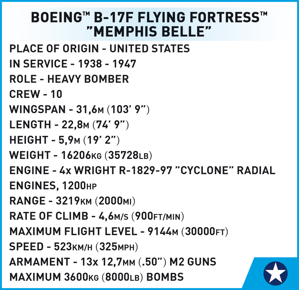 COBI Boeing™ B-17F Flying Fortress™ "Memphis Belle" #5707