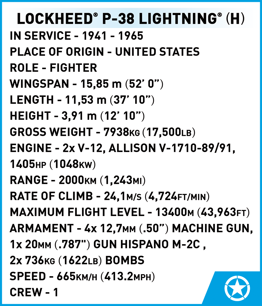 COBI Lockheed P-38 H Lightning #5726