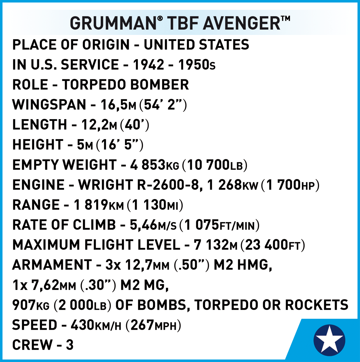 COBI Grumman TBF Avenger #5752