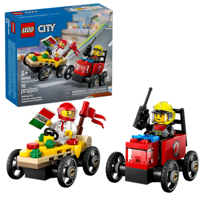 LEGO City Pizza vs. Fire Truck Race Car Pack Set 60458
